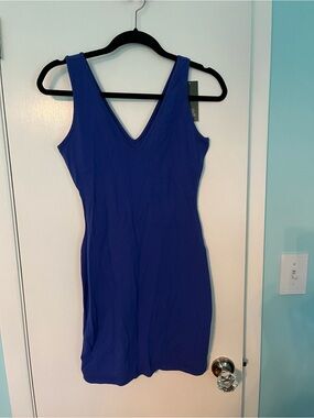 Royal Blue V‑Neck Sleeveless Bodycon Dress